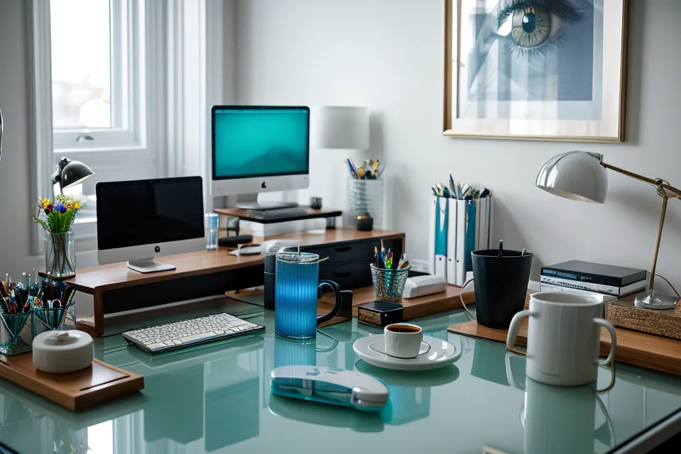 Close-up of software-based monitor brightness adjustments on a triple screen setup.