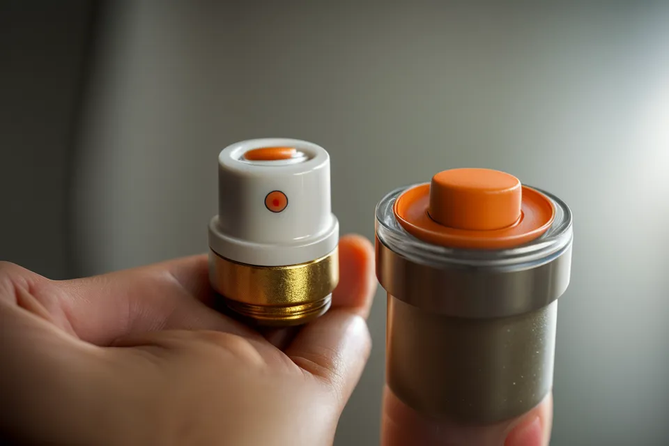 A close-up of a supplement capsule in front of a computer screen.