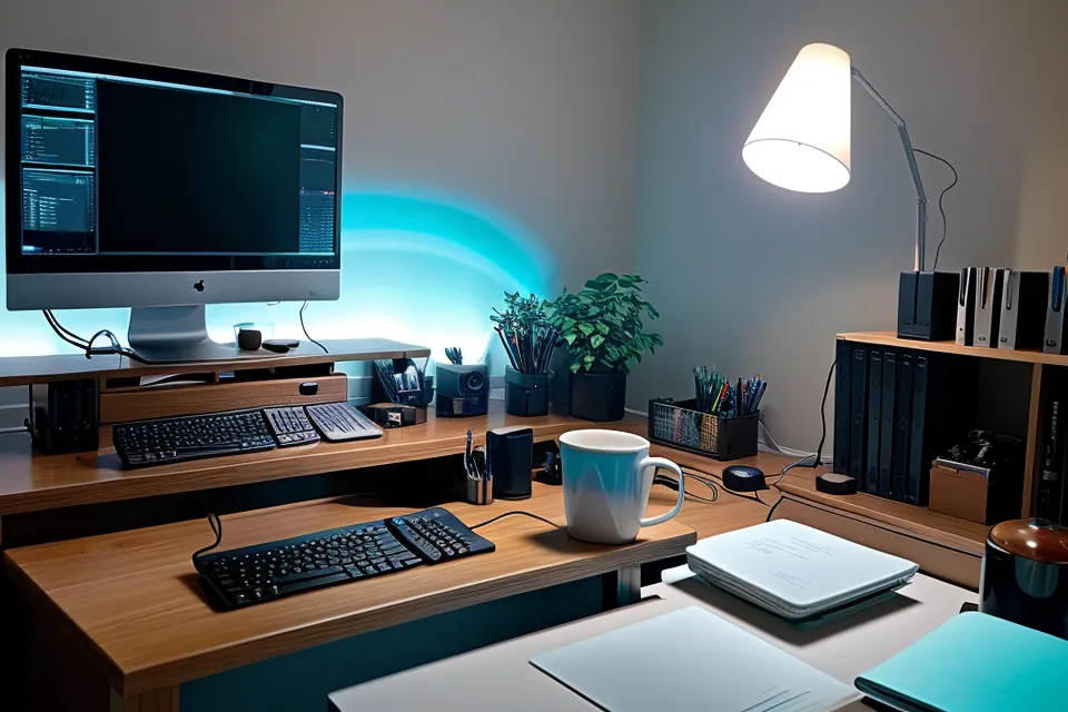 A developer experiencing eye strain while working at a computer screen.