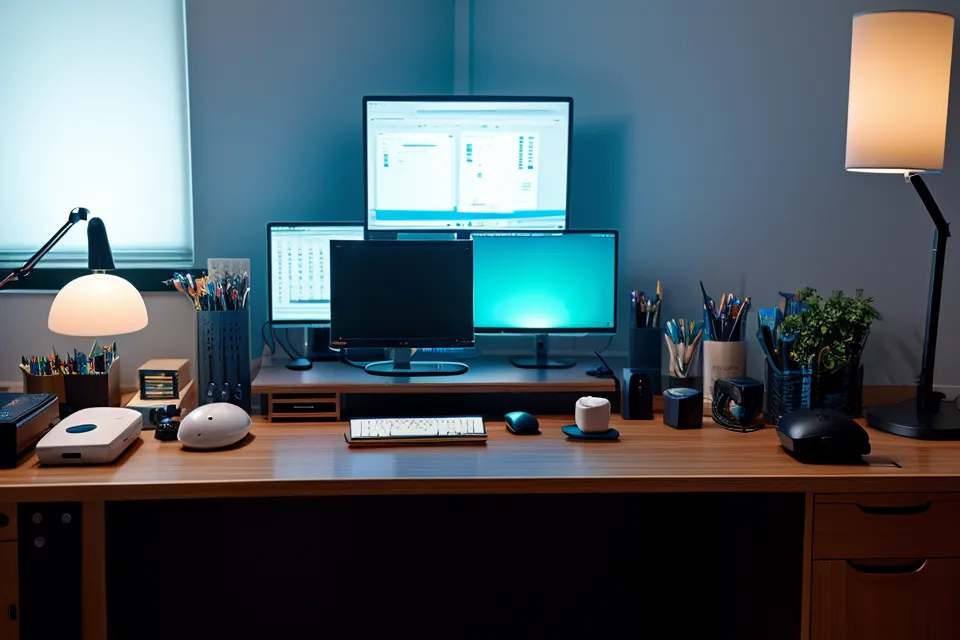Blurry code editor beside blue light glasses, a sign of digital eye strain and screen fatigue