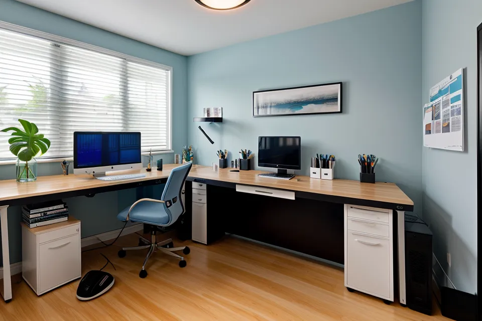 Developer at a triple-monitor desk weighing blue light glasses against eye supplements for digital eye strain