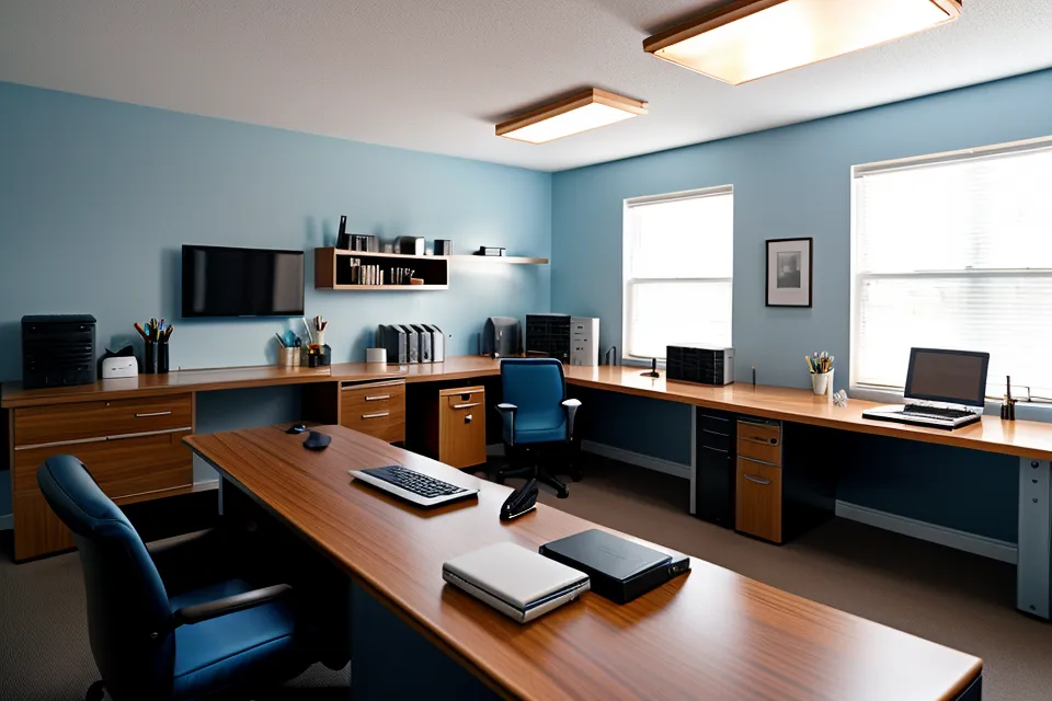 Digital eye strain and lutein testing notes beside a developer's triple-monitor desk setup