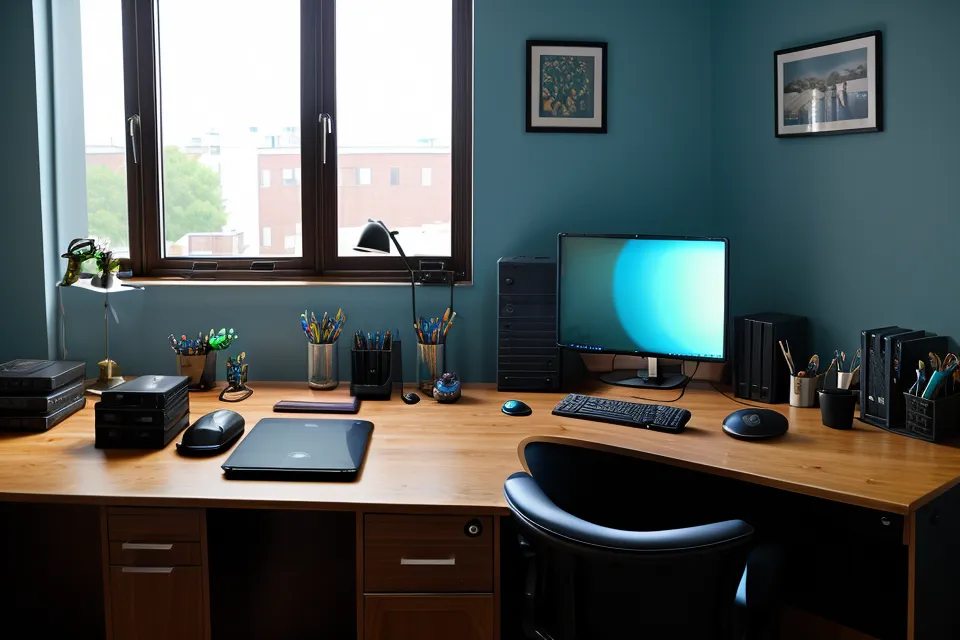 Web developer's three-monitor desk setup linked to digital eye strain and vision support supplement testing