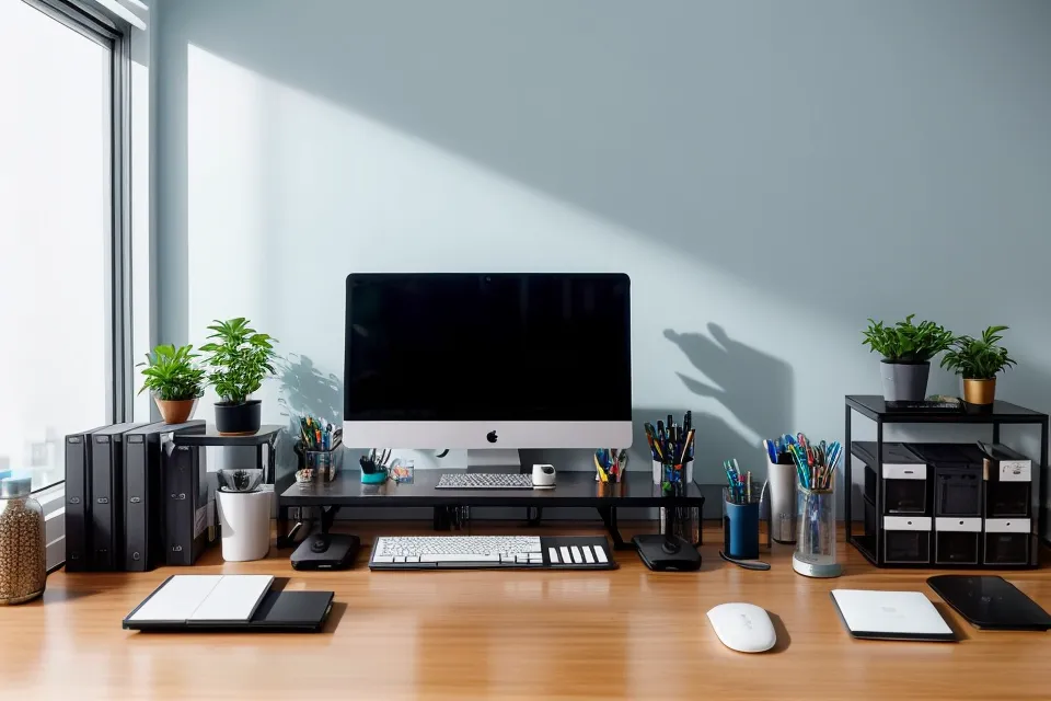Close-up of TheyaVue bottle on a developer's desk near a keyboard.