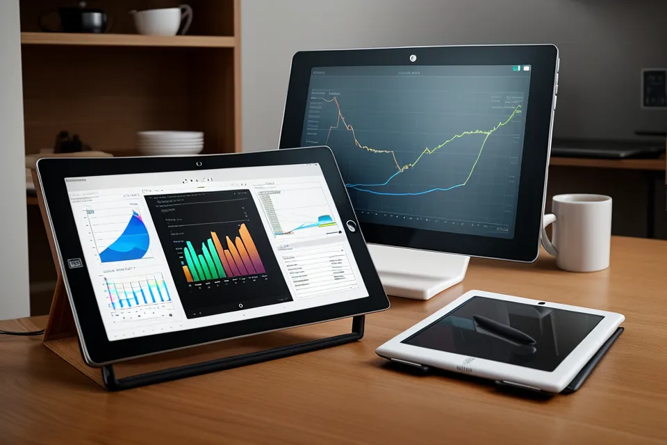 A tablet displaying a spreadsheet for tracking eye supplement results and fatigue levels.