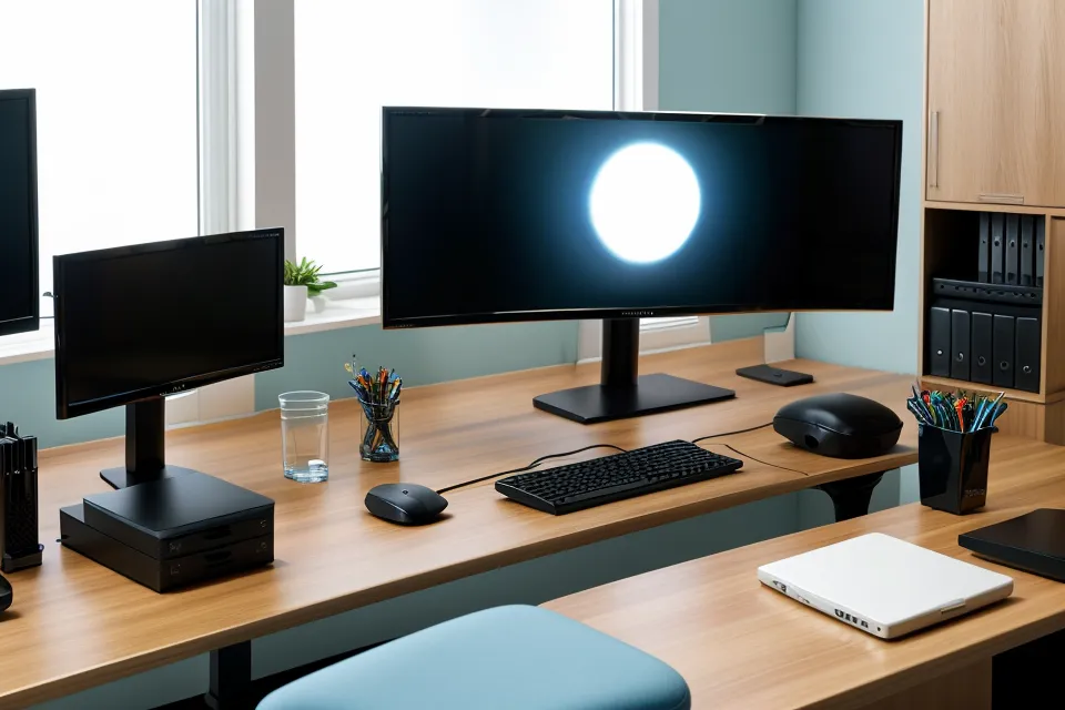 Eye health supplement bottle on a developer's desk next to a mechanical keyboard during supplement testing