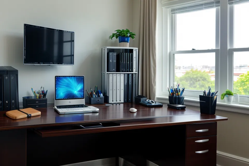Warm bias lighting strips behind a triple-monitor setup reducing screen glare with ambient light